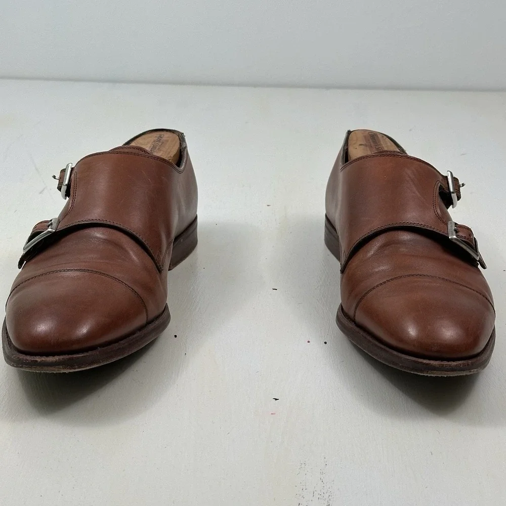Alfred Sargent J Crew Double Monk Strap Shoes‎ 9 Chestnut Brown Leather England